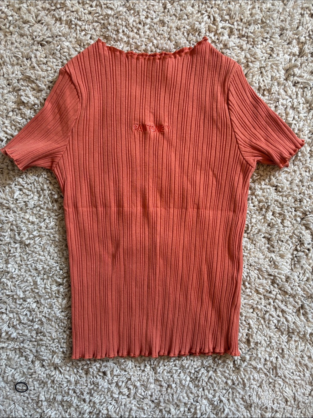 H&M | Ribbed Short Sleeve Top - Rust 🩷